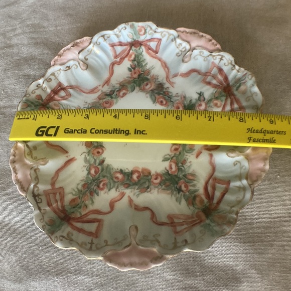 Rare antique 1899 roses and ribbons Limoges France plate - Picture 4 of 5